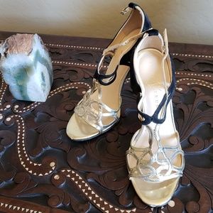 Ivanka Trump Velvet and Gold High Heels